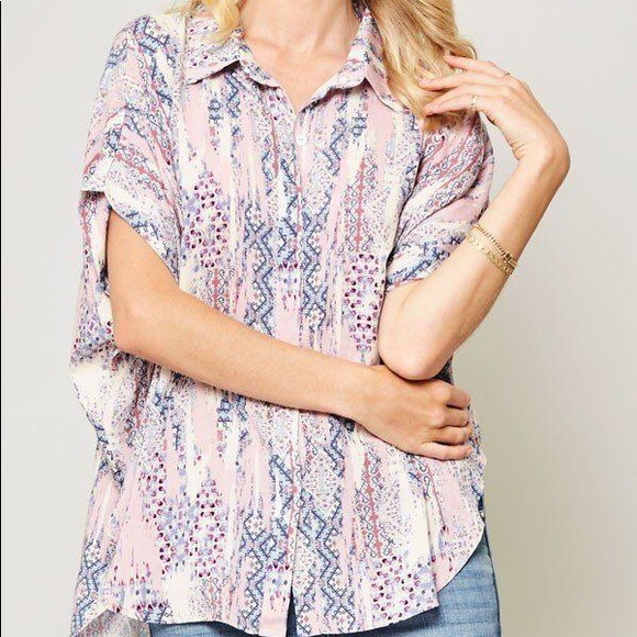 Promesa Tops - ⭐️Ornately Patterned Woven Top Blush ⭐️